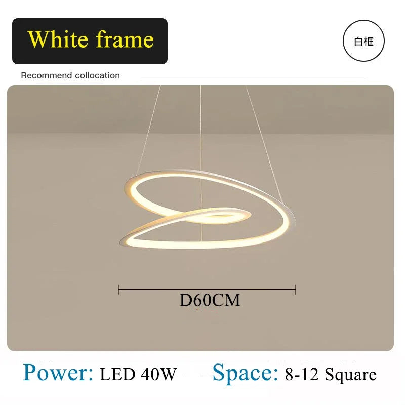 suspension moderne à led avec anneau doré pour décoration intérieure - vue 12 sur 12