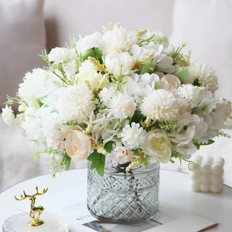 bouquet d'hortensias de pivoines artificielles pour décoration festive - vue 3 sur 11