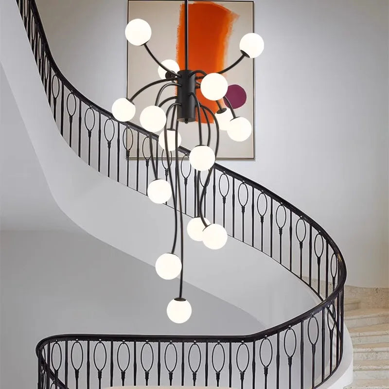 Nordic home decoration, stair chandelier, living room and dining room Pendant lights, ceiling light, indoor lighting - vue 6 sur 8