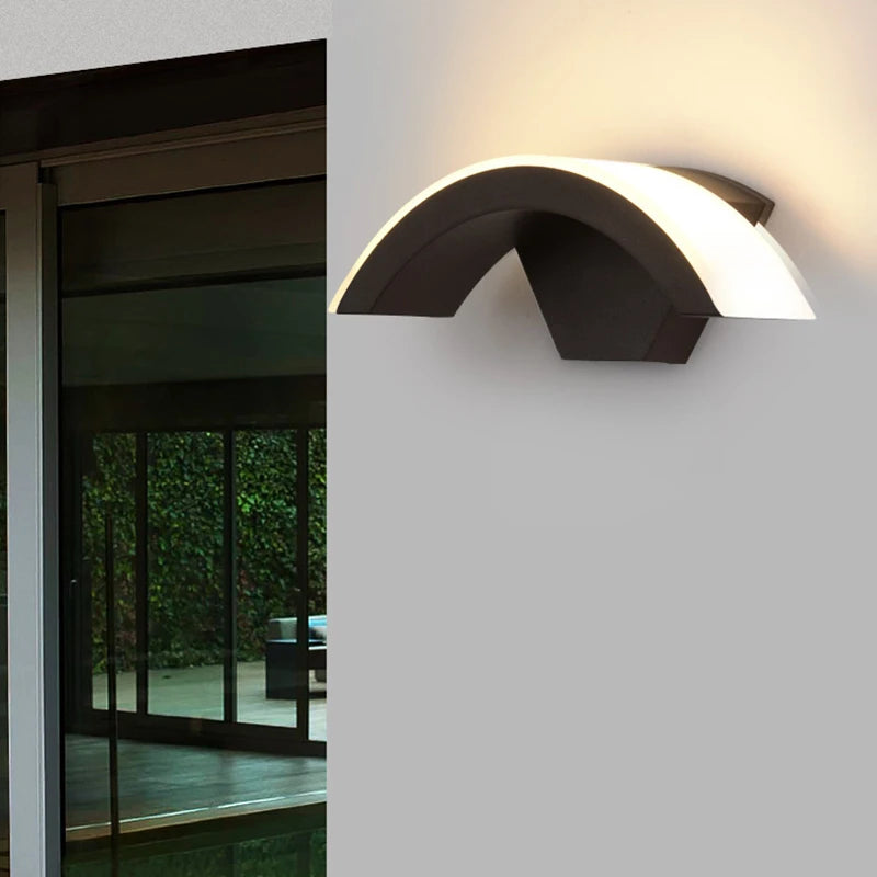12W/18W Outdoor Garden LED Wall Lamp Balcony Aisle Engineering Villa Wall Light Porch Corridor Waterproof Arc Style Sconce Light - vue 7 sur 8