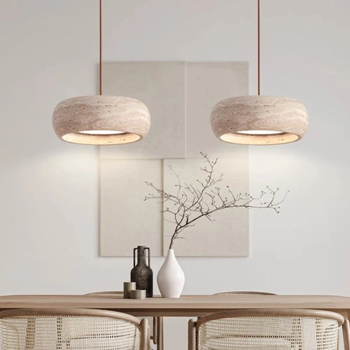 suspension à led style wabi sabi en pierre pour décoration intérieure - vue 5 sur 8