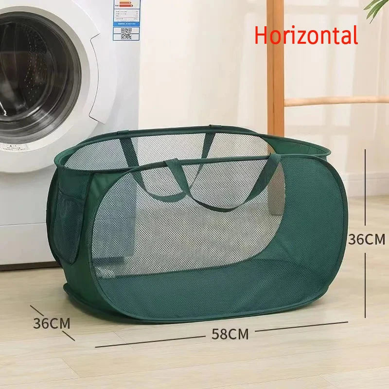 Foldable Mesh Storage Basket for Home and Bathroom,Shower Laundry Bag,Dirty Clothes Bag,Portable Business Travel,No Partition - vue 8 sur 14