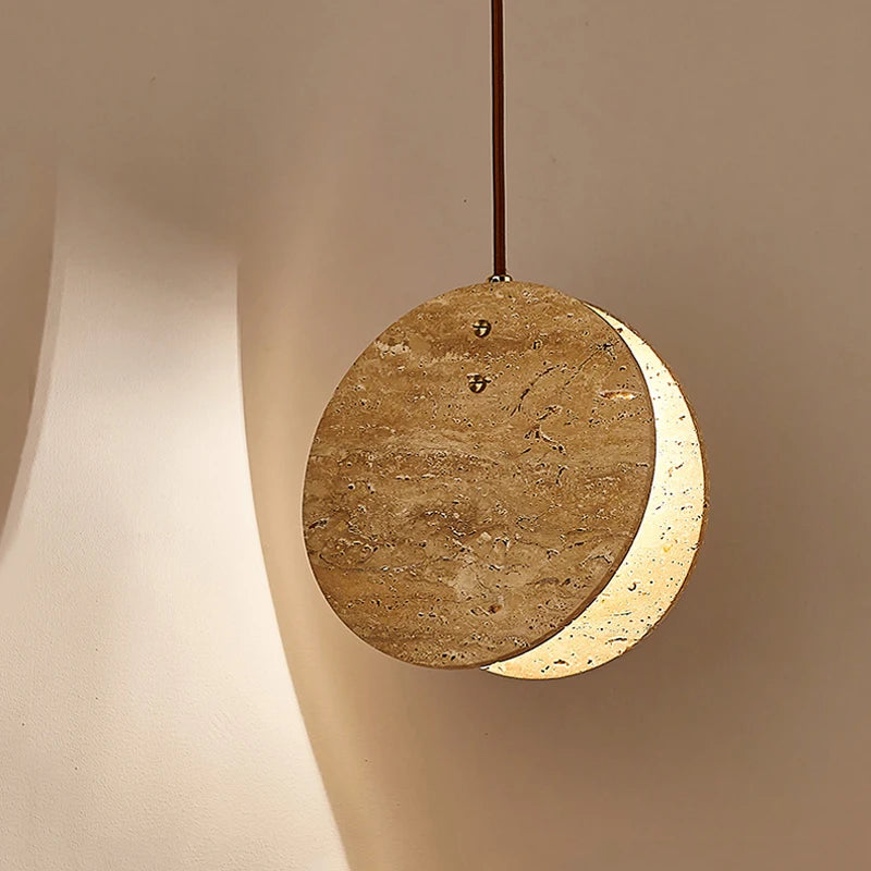 Scandinave Wabi Sabi Jaune Pierre LED Suspension Lumière Nordique Crème Style Décoration de La Maison Salon Chambre Chevet Lustre - vue 5 sur 6
