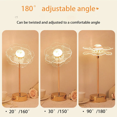 Lampe de table rétro or acrylique papillon LED lampe de bureau hôtel villa art décor LED lampe de table salon chevet LED veilleuses - vue 6 sur 14