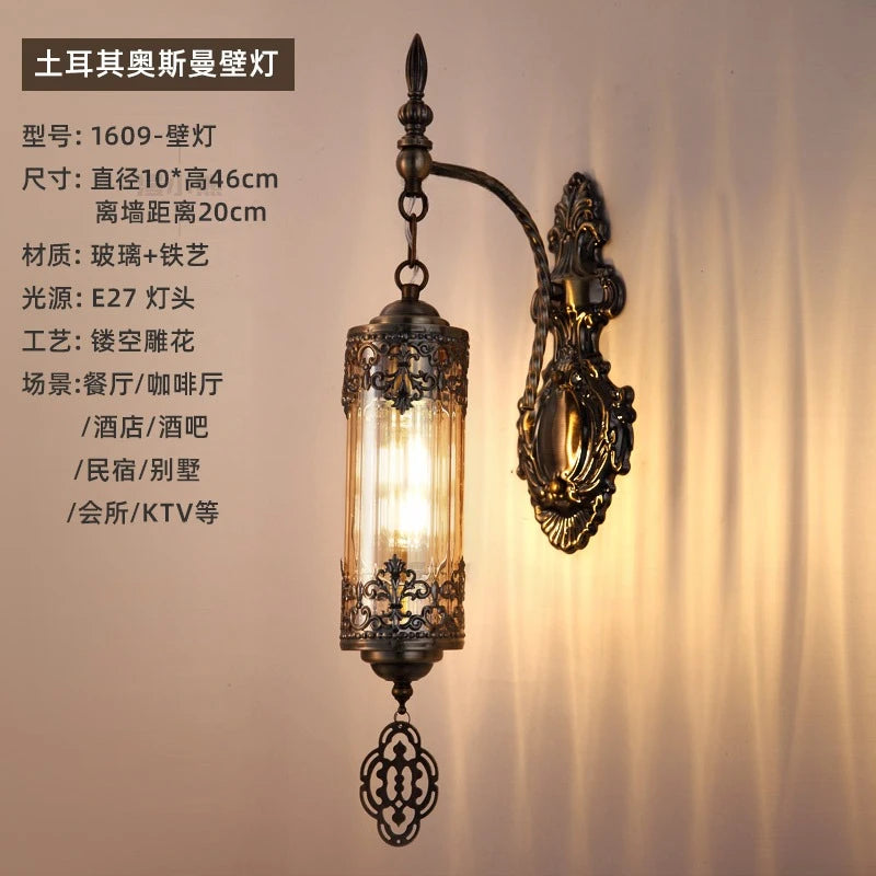 Vintage Turkish style iron wall light for interior decor