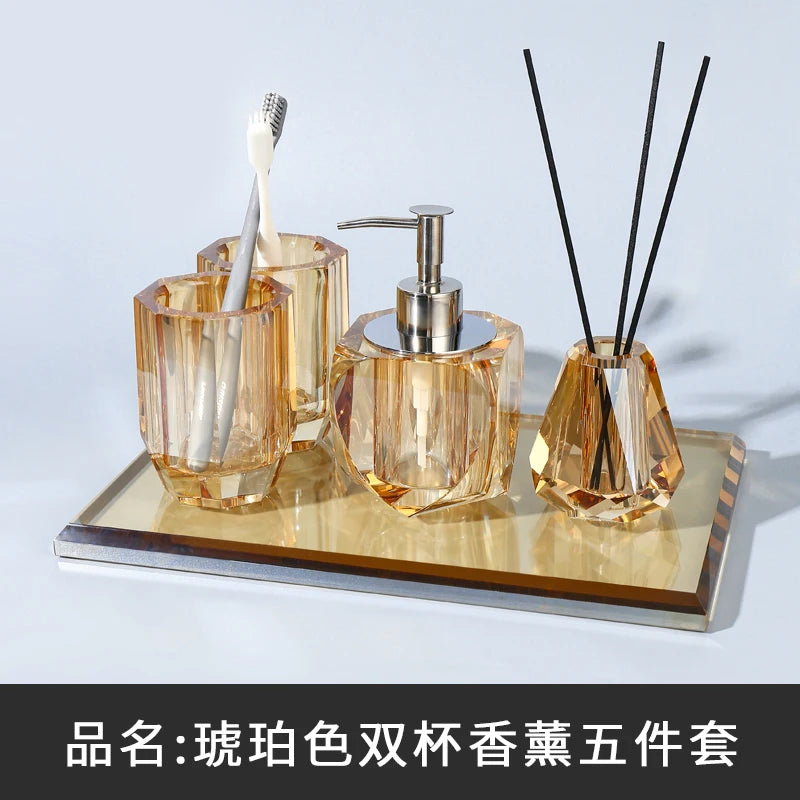 ensemble de produits de toilette en cristal et verre - vue 5 sur 18
