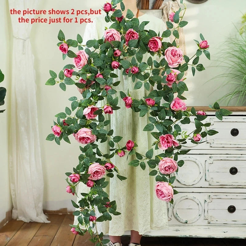 fleurs artificielles en soie roses vignes décoration florale élégante - vue 11 sur 11