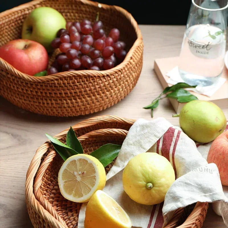 panier de rangement tissé en rotin pour cuisine et pique-nique - vue 5 sur 22