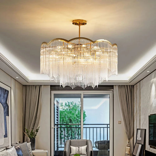lustre cristal luxueux led intérieur maison - vue 5 sur 13