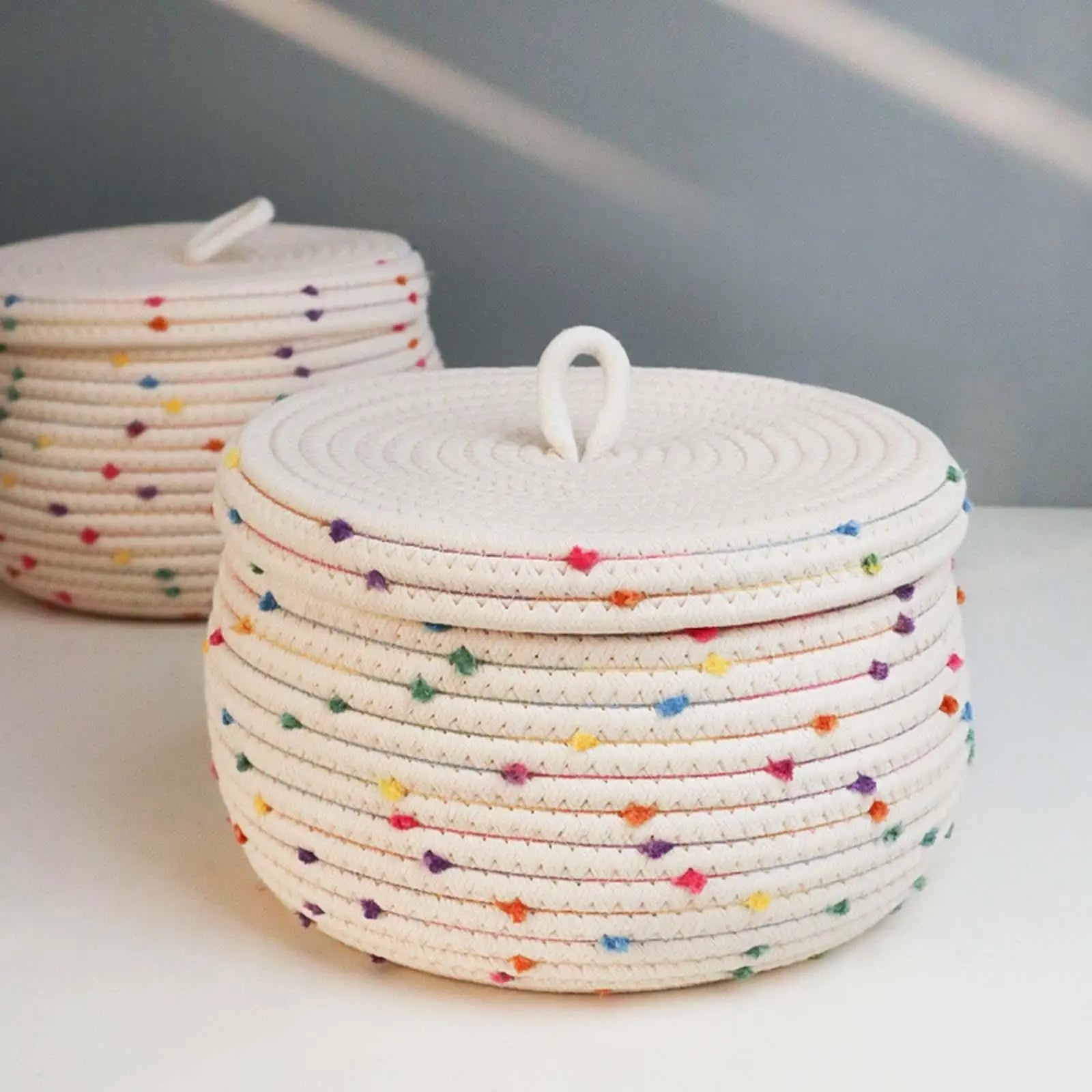 panier en coton tissé à la main pour rangement décoratif - vue 2 sur 15