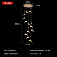 Style européen Villa Hall escalier lampe baleine lustre créatif salon luxe dauphin chambre suspension éclairage