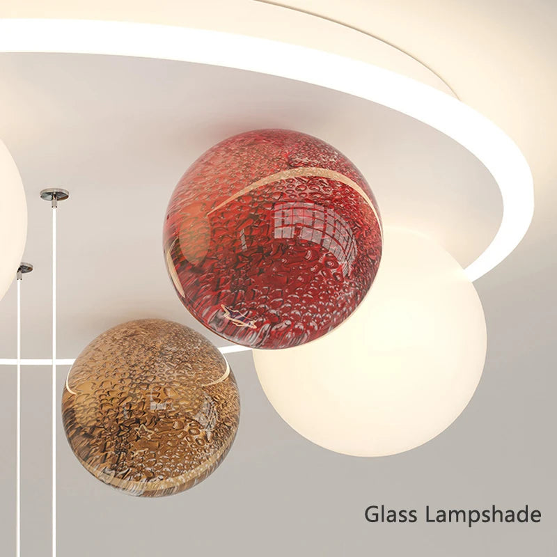 lustre en verre avec boule à bulles en forme d'étoile - vue 6 sur 7