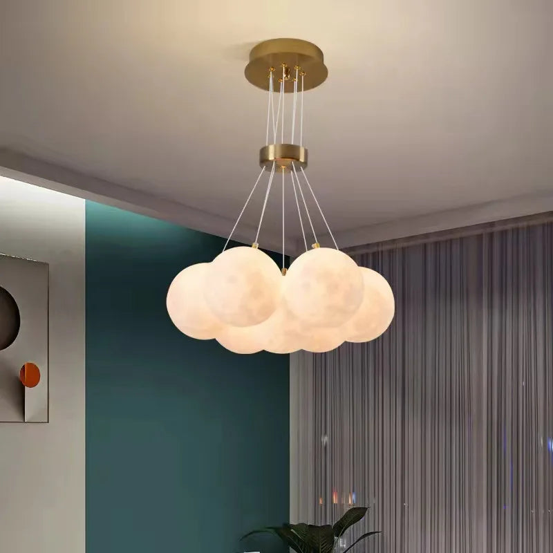 lustre nordique planète lune design bulle led décoration maison - vue 4 sur 18