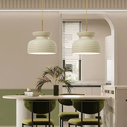 Minimalist Nordic LED chandelier in cream style for restaurant - vue 3 sur 16