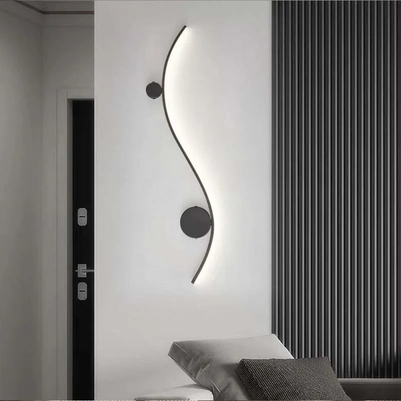 applique murale moderne cuivre or ligne décor salon escalier éclairage intérieur lustre - vue 4 sur 14