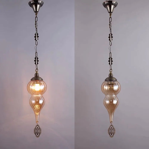 suspension vintage bohème en verre craquelé fait main - vue 5 sur 9