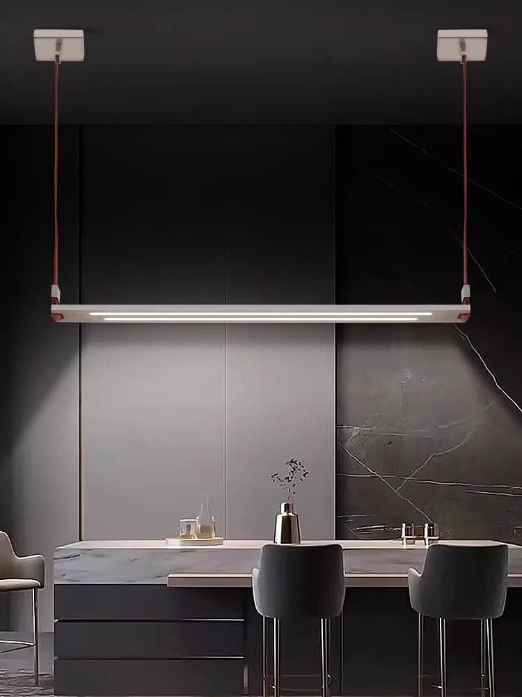 lustre led en métal et cuir pour bar et bureau - vue 5 sur 9