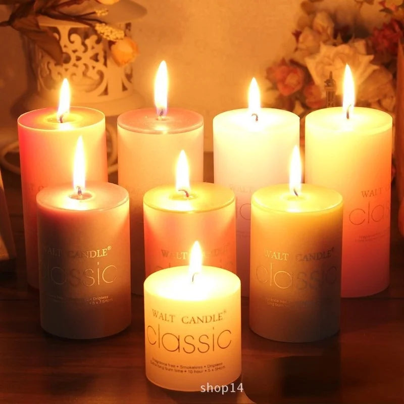 bougies piliers parfumées décoratives sans fumée en plusieurs tailles et couleurs - vue 4 sur 29