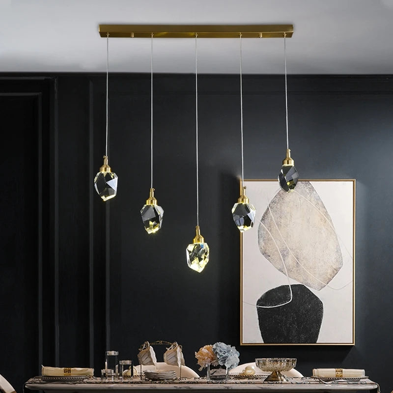 lustre nordique led en cristal pour décoration intérieure - vue 4 sur 13
