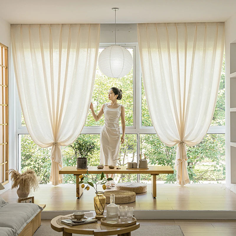 Voilage tulle japonais élégant semi occultant salon chambre