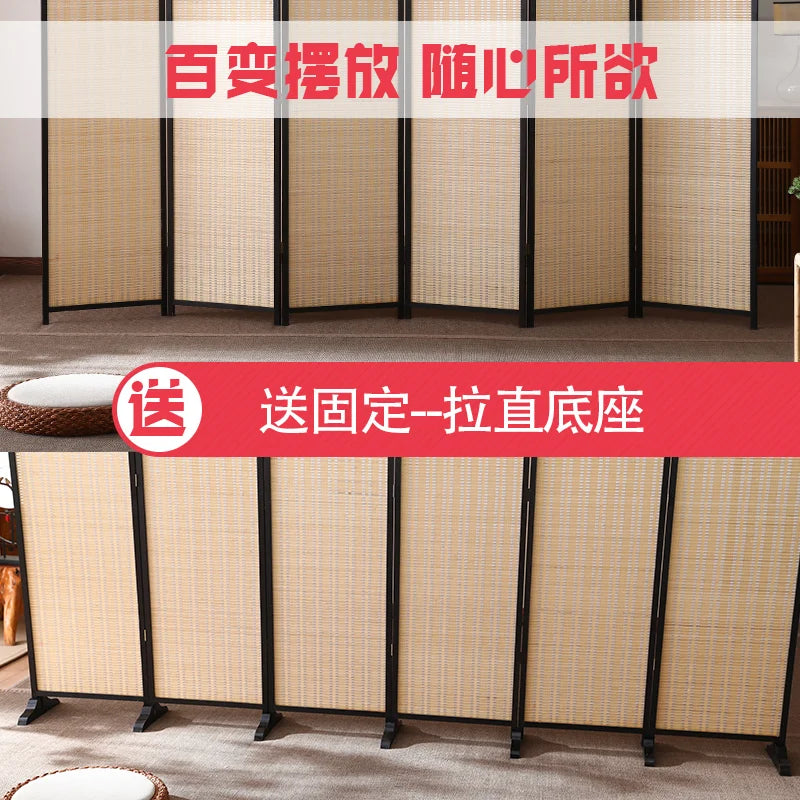 Living room partition screen, simple folding bedroom, shelter, mobile home, simple modern Chinese and Japanese style solid wood - vue 3 sur 7