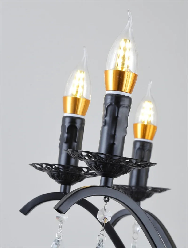 lustre en fer forgé avec suspensions en cristal pour intérieur élégant - vue 6 sur 10