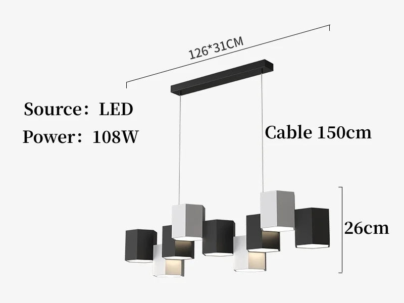 Modern nordic minimalist creative wrought iron chandelier - vue 9 sur 9