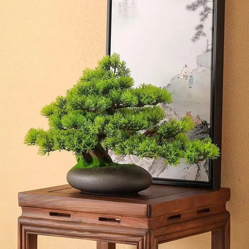 DIY Potted Bonsai for Home Decoration, False Tree, Living Room, Chinese Style, Hotel Porch Landscape, Green Plant Decoration - vue 3 sur 23