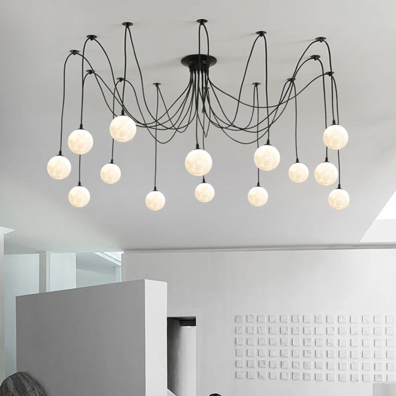 lustre multi lumières suspendues style nordique pour commerces - vue 6 sur 16