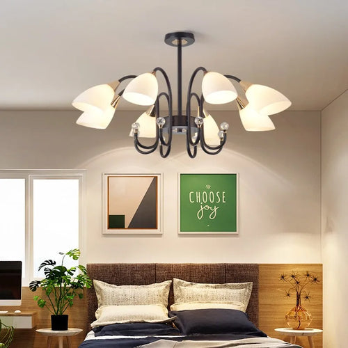 lustre en cristal nordique luxe moderne rétro éclairage décoratif - vue 2 sur 14