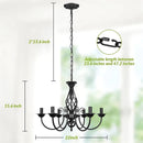 6-Light Farmhouse Candle Chandelier for Living Room, Rustic Industrial Pendant Ceiling Light fixture, Vintage Hanging Lamp for B