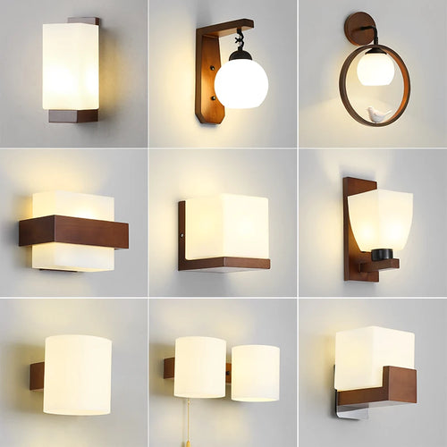 applique murale en bois avec ampoule led pour intérieur