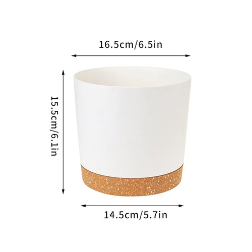 grand pot circulaire en plastique pour plantes d'intérieur avec drainage et plateau