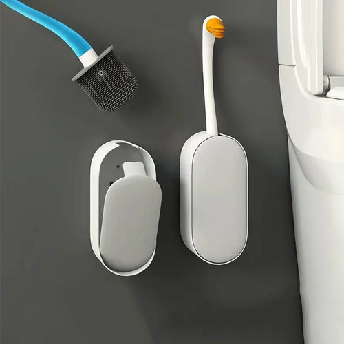 Goose Shape Toilet Brush - Wall-Mounted Corner Cleaner, Refillable Detergent, Funny Silicone TPR Brush, Bathroom Decor Accessory - vue 4 sur 7