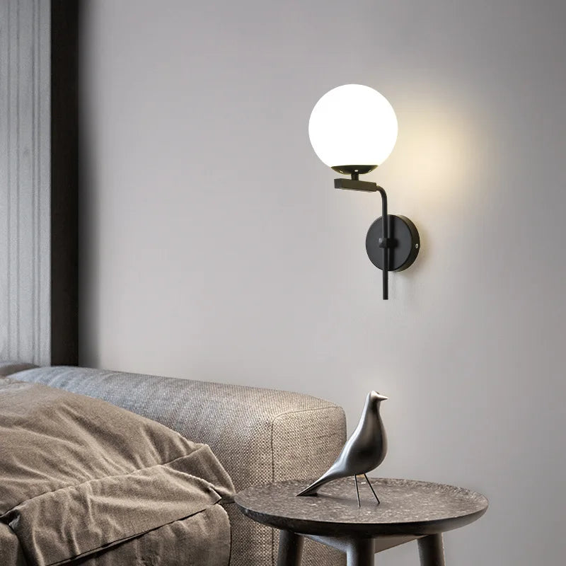 applique murale led moderne en forme de boule de verre pour décoration intérieure - vue 4 sur 10