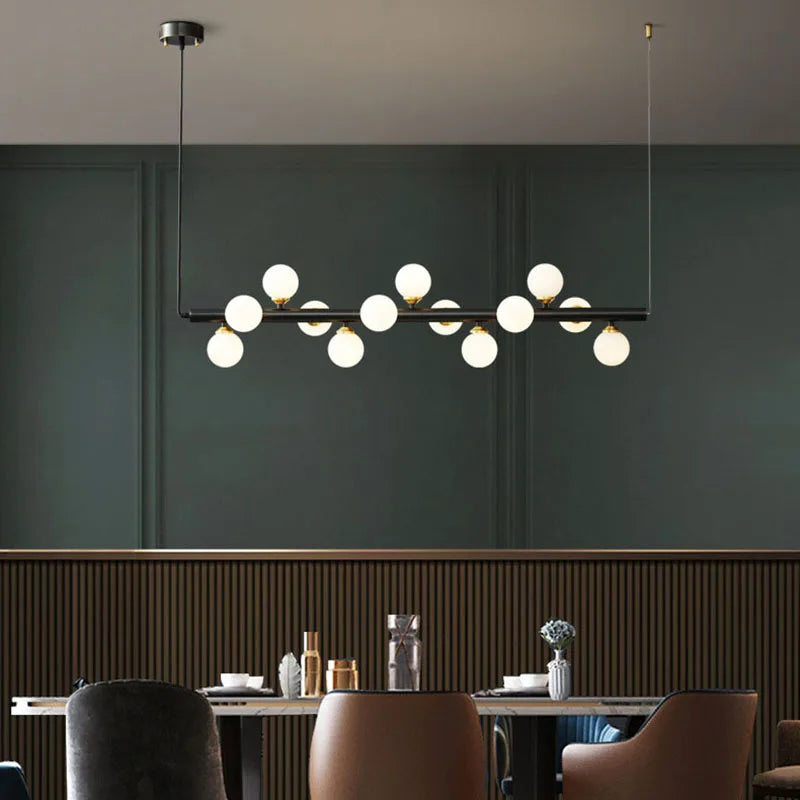 lustre moderne en verre et cuivre avec fil réglable - vue 3 sur 8