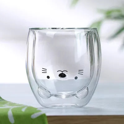 Tasse verre double paroi motif animaux 250ml