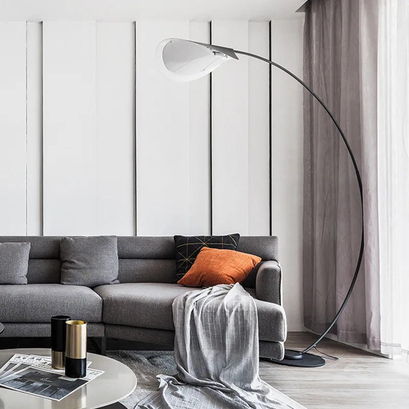 Lampadaire LED parabole moderne noir lampadaire pour chambre salon décoration lampe sur pied luminaire - vue 6 sur 6
