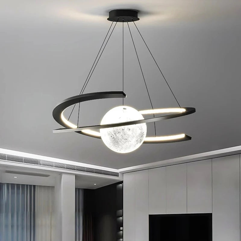 Modern minimalist LED dining room chandelier Nordic personality indoor living room lights, kitchen bar decoration chandelier - vue 2 sur 6
