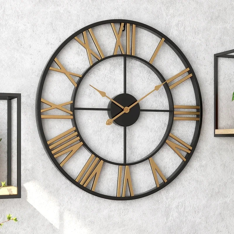horloge murale décorative 3d moderne style rétro romain silencieuse en métal - vue 5 sur 9
