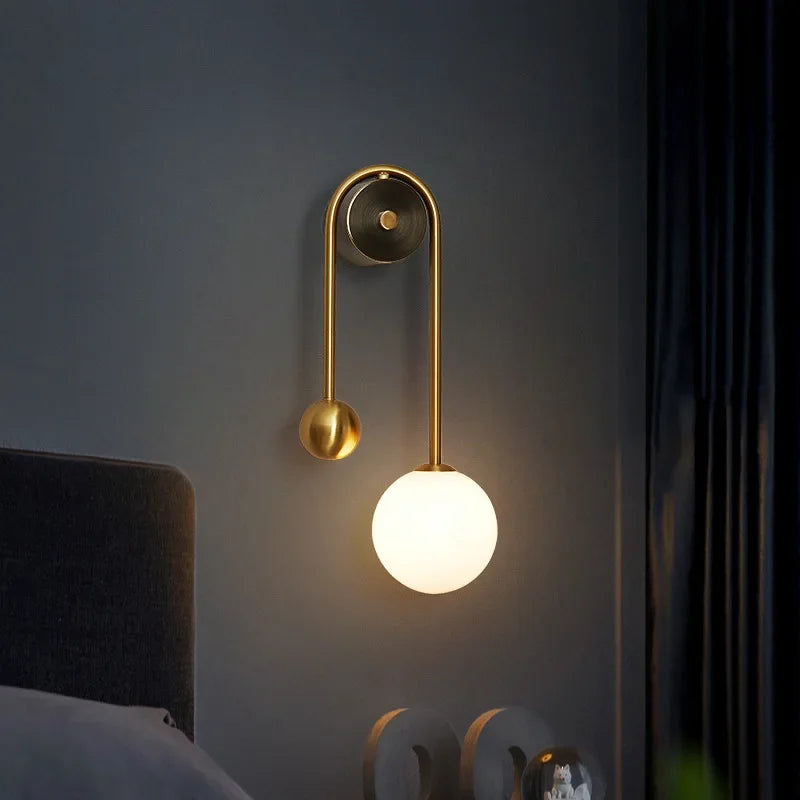 applique murale moderne en verre avec abat-jour led décoratif - vue 7 sur 8