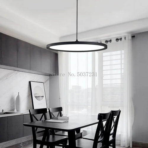 Modern circular nordic minimalist LED chandelier - vue 3 sur 12
