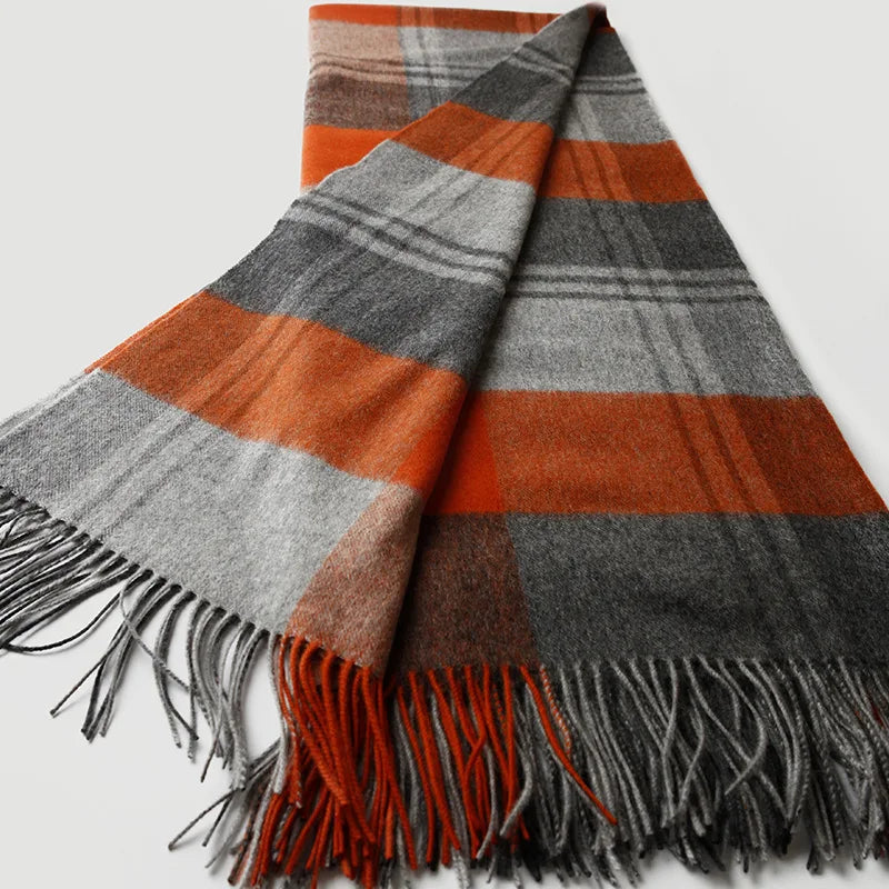 plaid laine cachemire motif ecossais style campagnard hiver - vue 6 sur 7