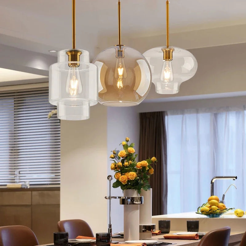 Suspension LED en verre design nordique luminaire décoratif d'intérieur