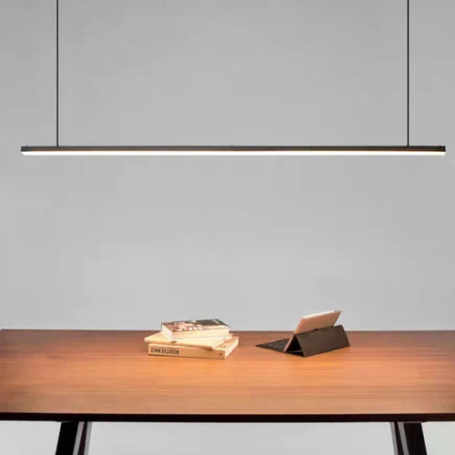 Minimalist LED chandelier with adjustable wire and copper body - vue 5 sur 10
