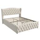 160 x 200 cm Modern Double Bed, Bed with Storage Space and Backrest, with Slatted Frame, Load-Bearing 250 kg, without Mattress
