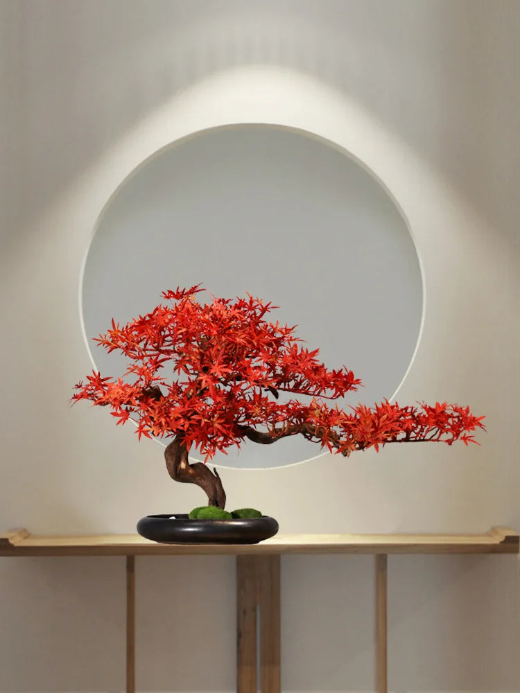 Simulation bonsai trees are suitable for decoration, immortal welcoming pine, green planting, artificial landscape, home, living - vue 5 sur 25