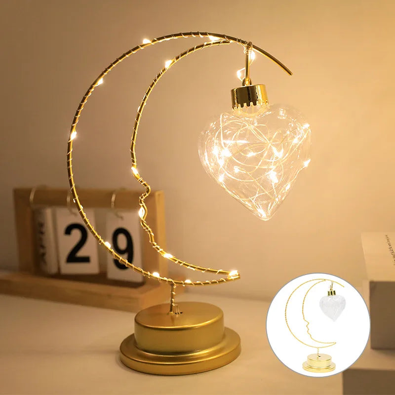 Lampe LED fer lune étoiles enfants - vue 8 sur 9