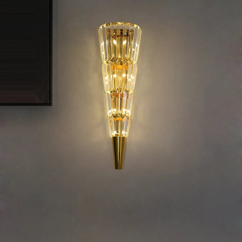 applique murale design en cristal et acier inoxydable doré