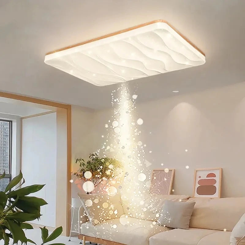 plafonnier led carré moderne simple en bois pour intérieur